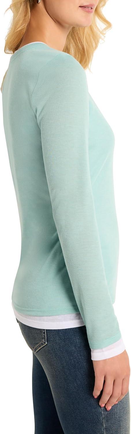 imageNICZOE Womens Long Sleeve Double Layer TopBright Aquifer