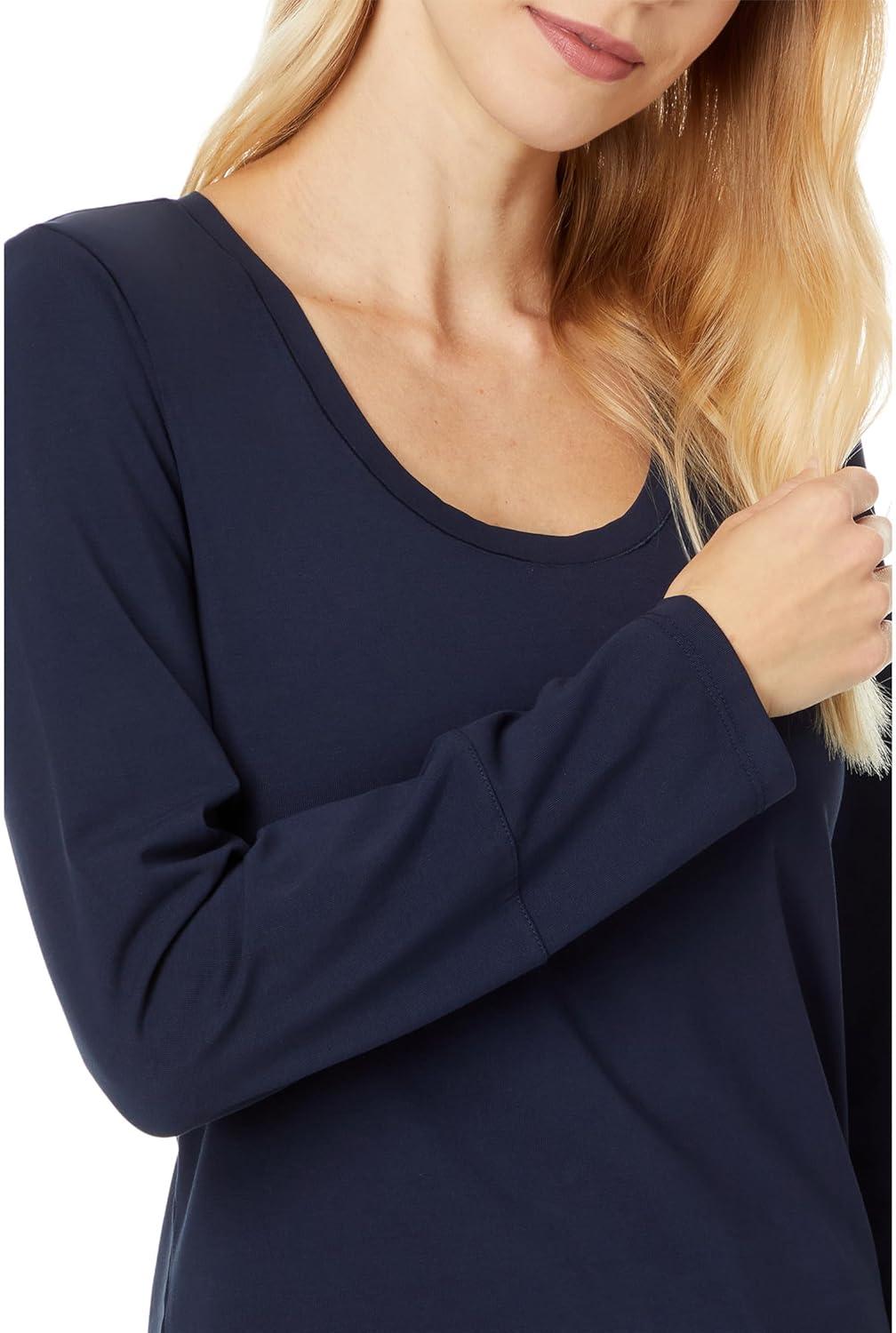 imageNICZOE Womens Long Sleeve Scoop Neck TeeDark Indigo