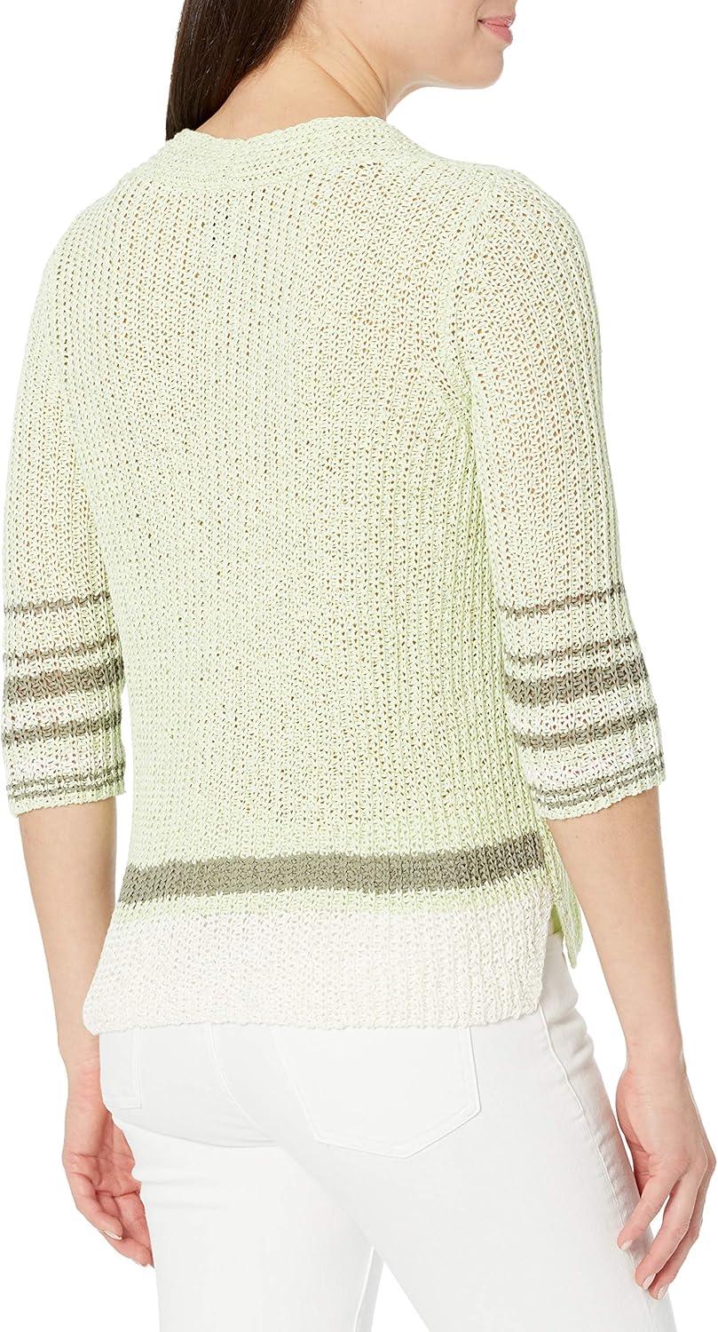 imageNICZOE Womens Magnolia Stripe SweaterHoneydew
