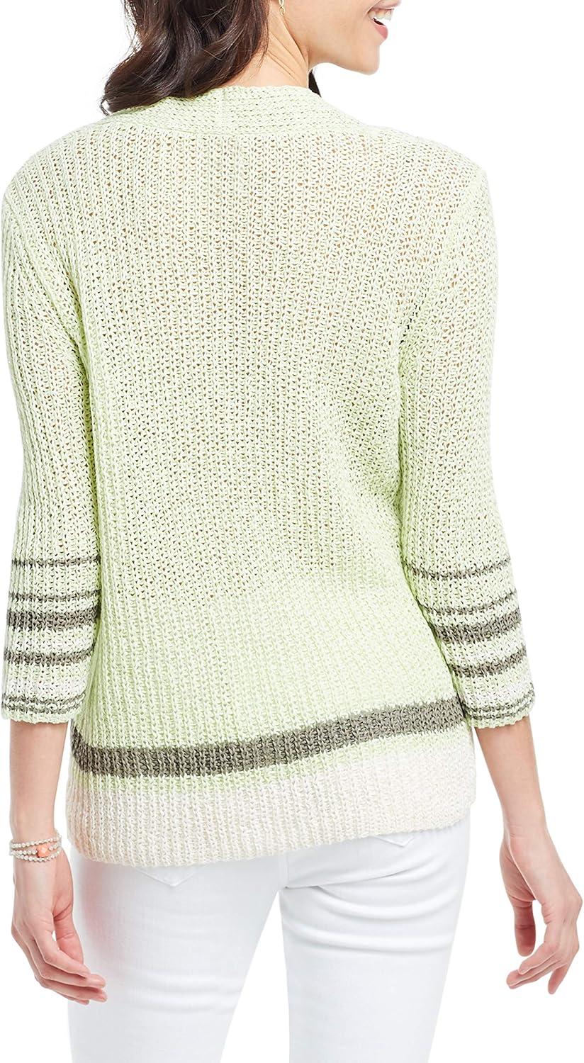 imageNICZOE Womens Magnolia Stripe SweaterHoneydew