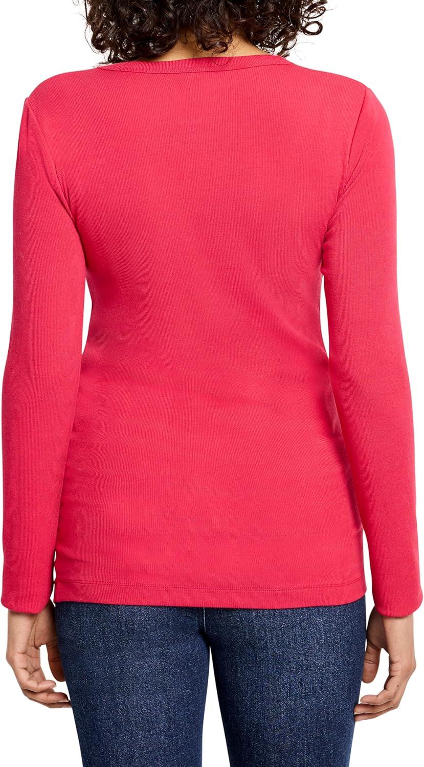 imageNICZOE Womens Perfect Knit Rib Ls V NeckAmaryllis