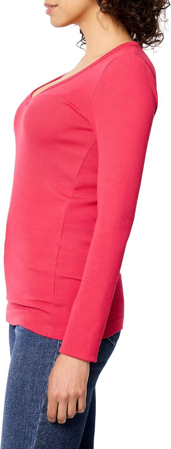 imageNICZOE Womens Perfect Knit Rib Ls V NeckAmaryllis