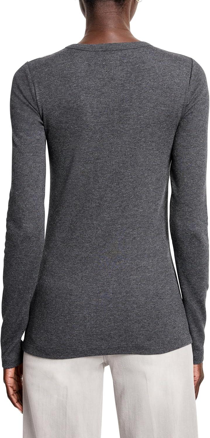 imageNICZOE Womens Perfect Knit Rib Ls V NeckCharcoal Heather