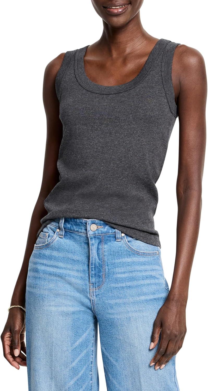 imageNICZOE Womens Perfect Knit Rib Scoop TankCharcoal Heather