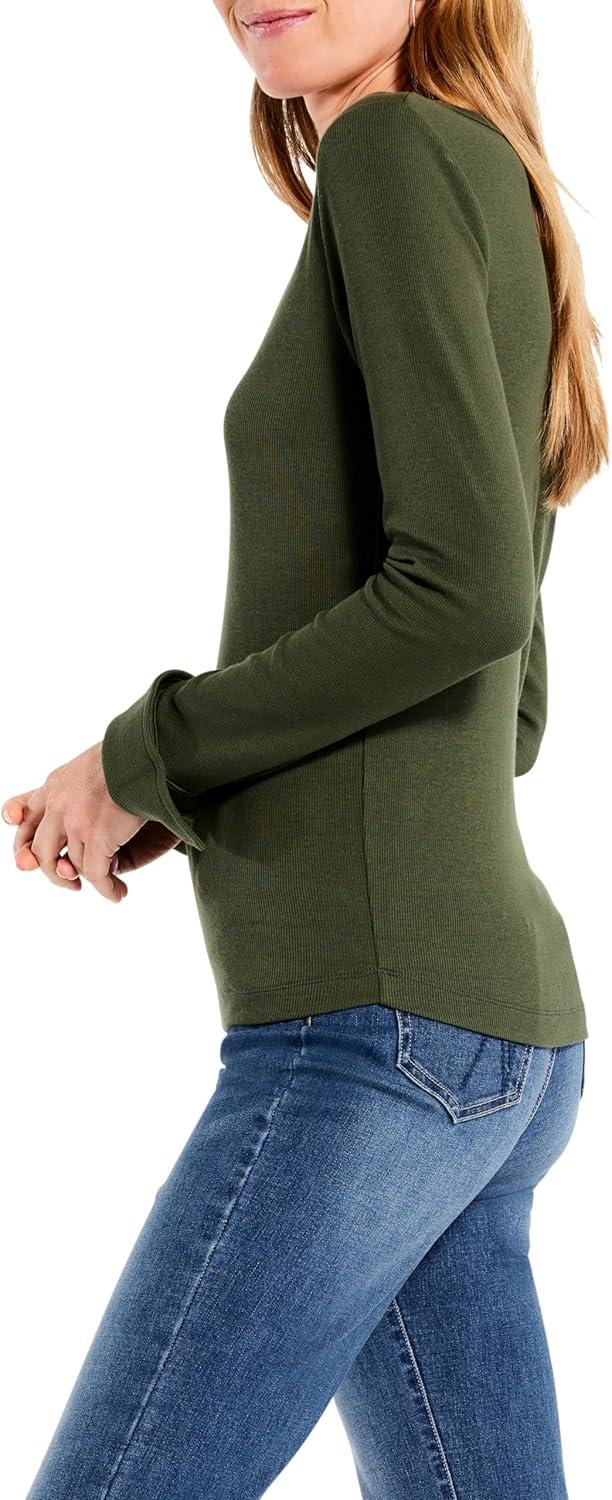 imageNICZOE Womens Perfect Rib Knit Cuffed TopBriar