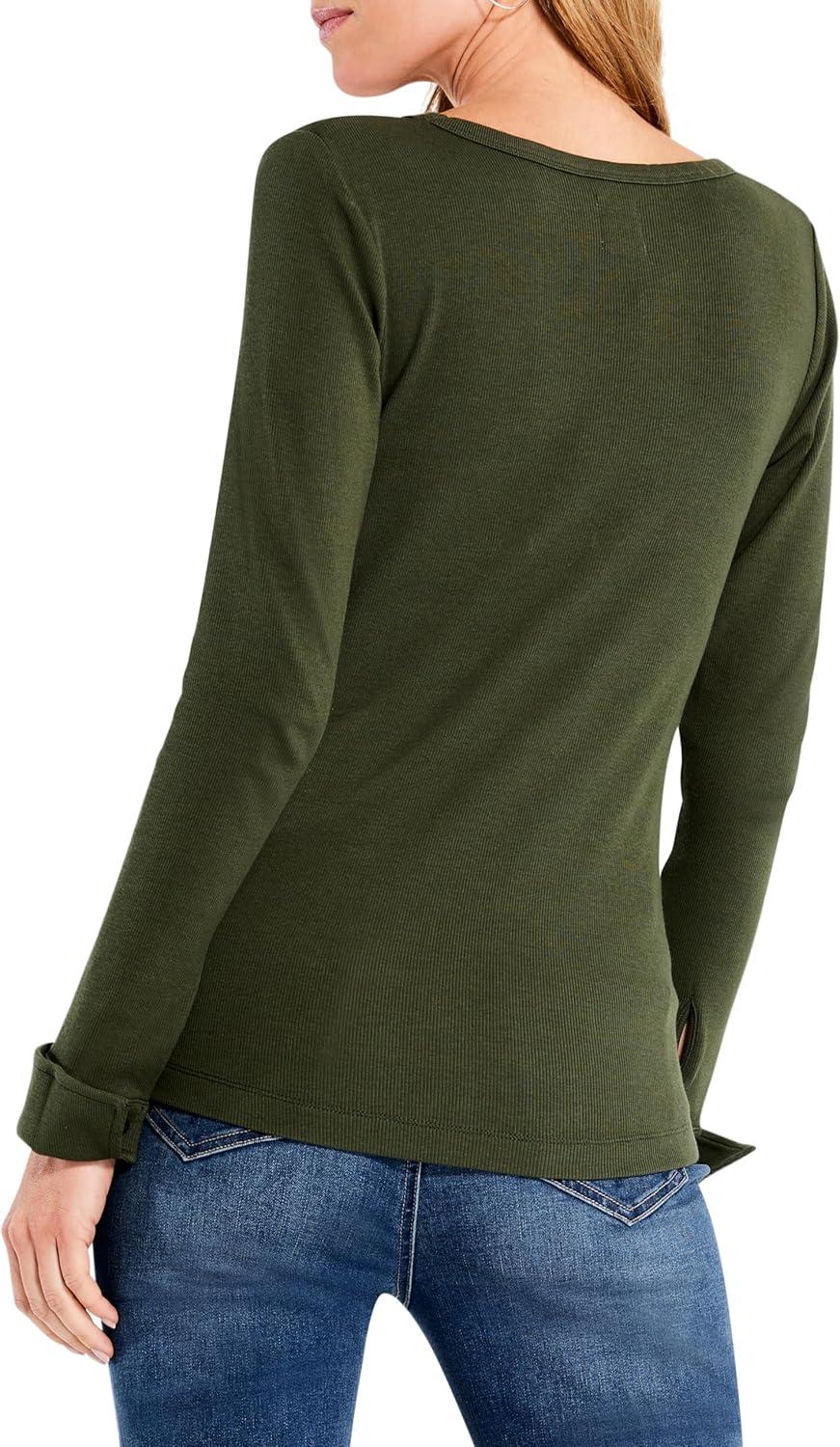 imageNICZOE Womens Perfect Rib Knit Cuffed TopBriar