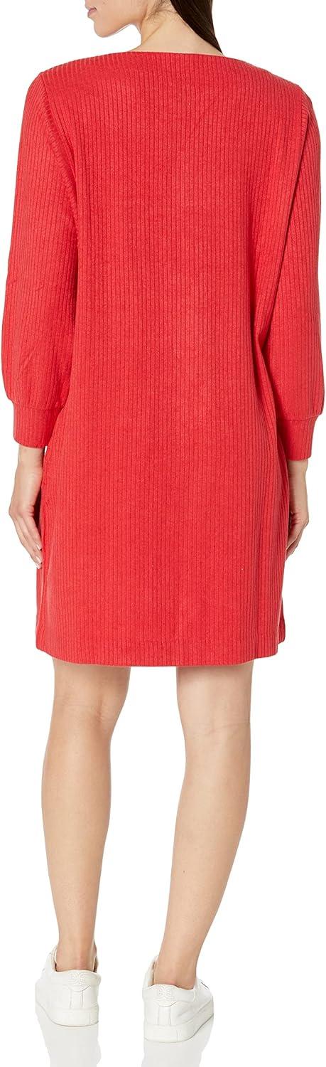 imageNICZOE Womens Petite Cozy Rib DressPop Red