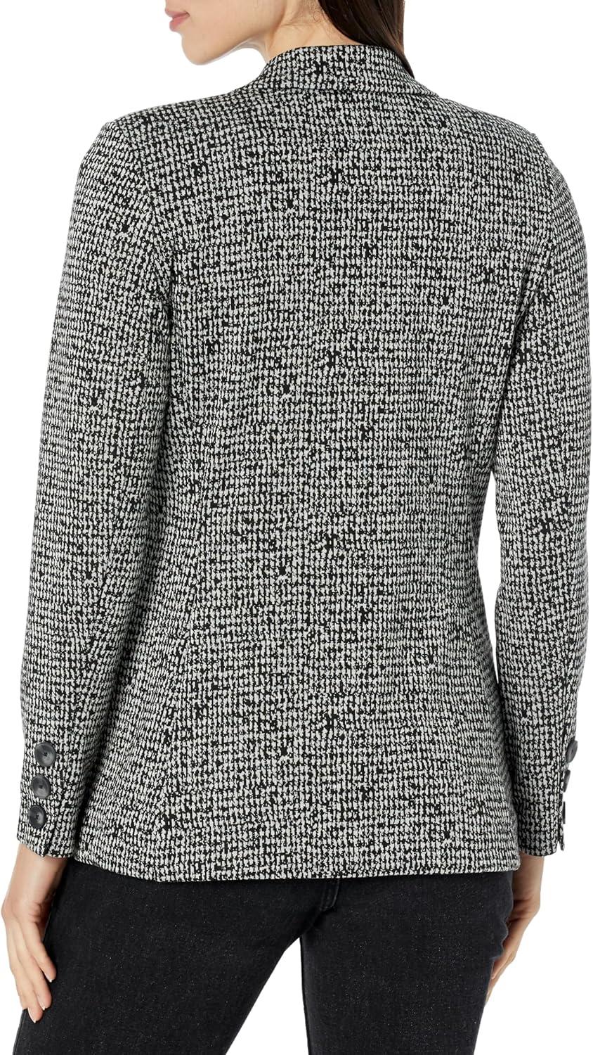 imageNICZOE Womens Petite Etched Tweed Knit BlazerBlack Multi