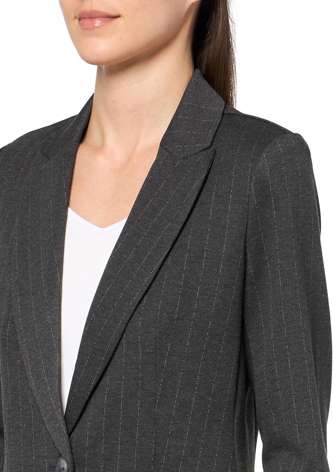 imageNICZOE Womens Pinstripe Ponte Zip JacketGrey Multi