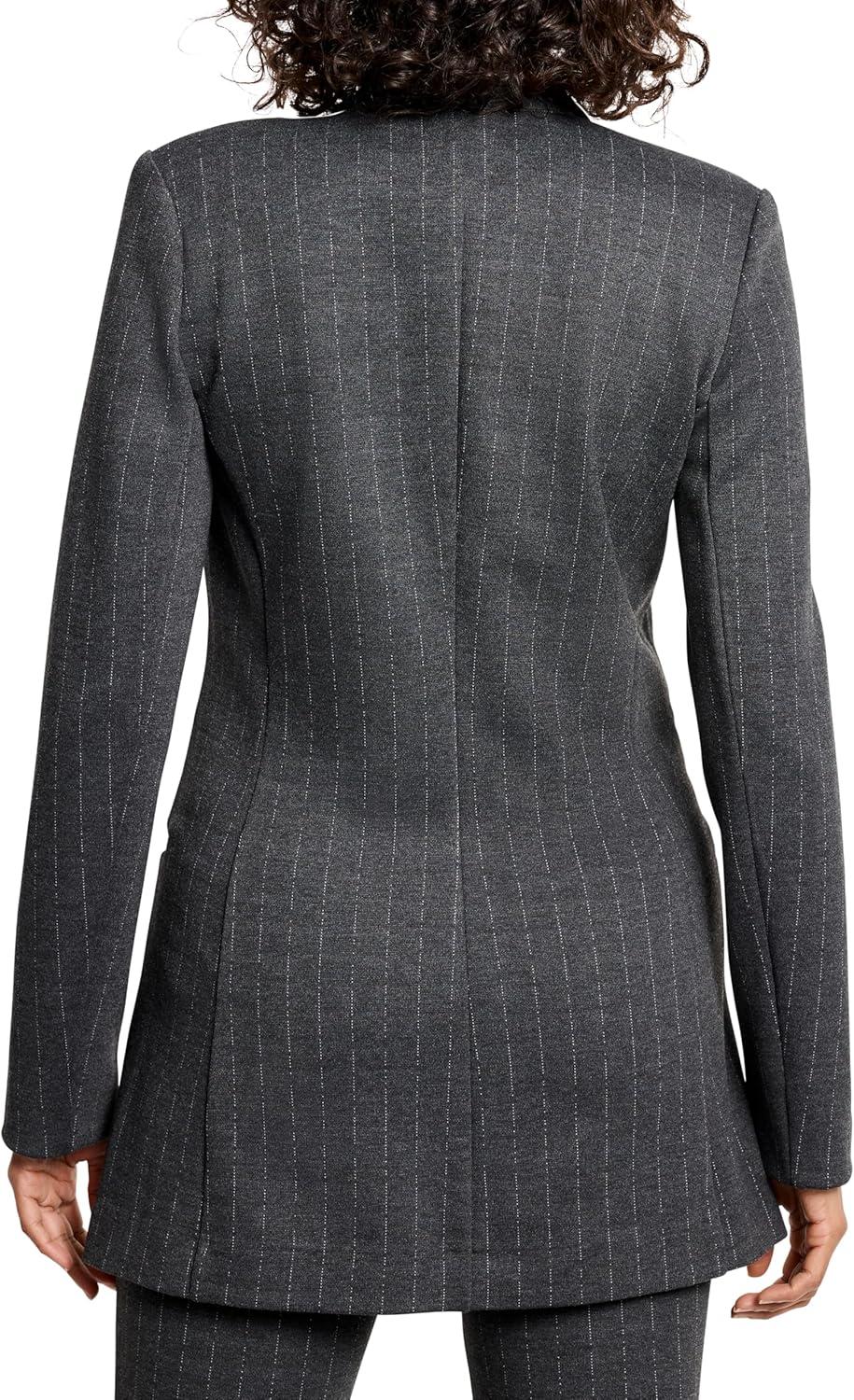 imageNICZOE Womens Pinstripe Ponte Zip JacketGrey Multi