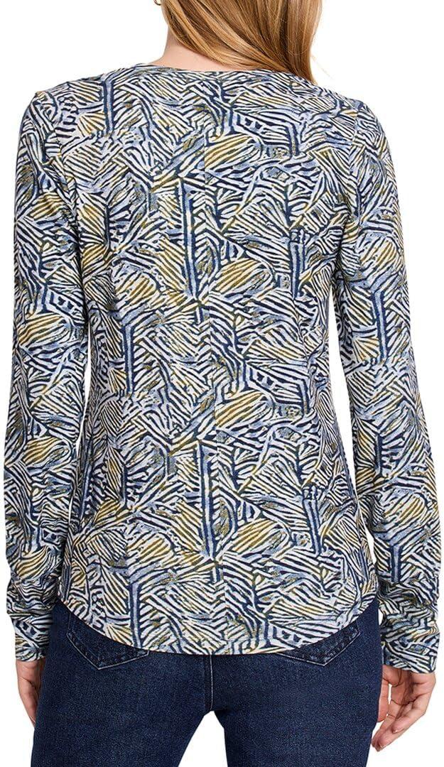 imageNICZOE Womens Sketched Lines Long Sleeve Scoop Neck TeeAqua Multi