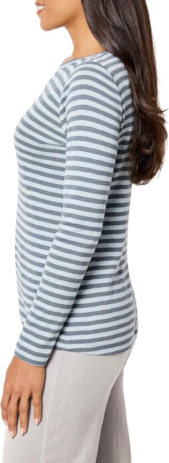 imageNICZOE Womens Striped Bracelet Sleeve Boat TEE Blue Multi
