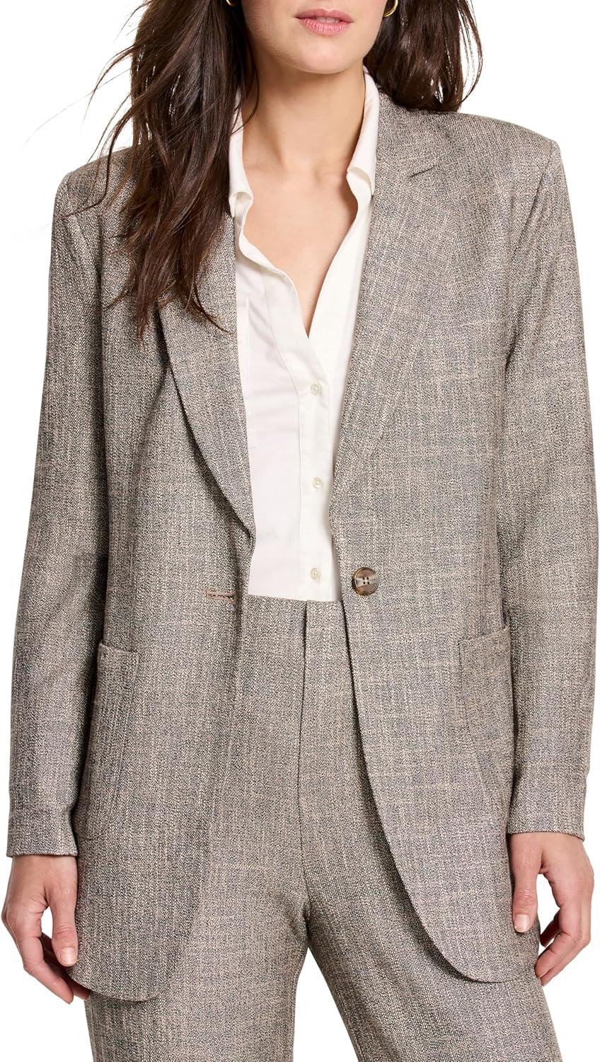 imageNICZOE Womens Tweed Boyfriend BlazerNeutral Mix