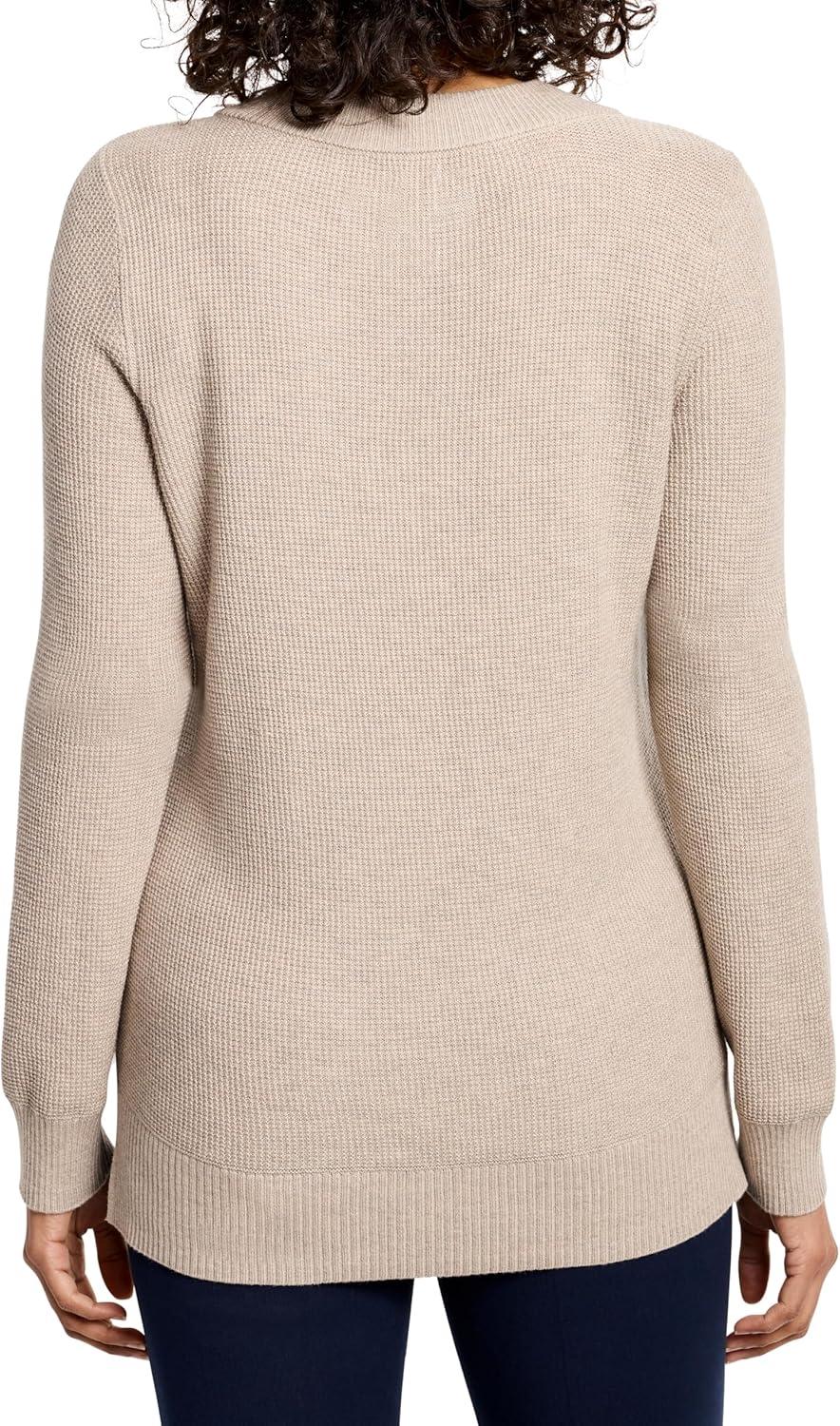 imageNICZOE Womens Waffle Stitch VNeck SweaterMalt