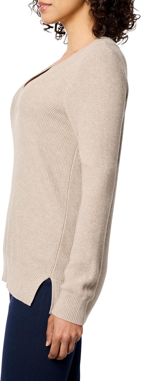 imageNICZOE Womens Waffle Stitch VNeck SweaterMalt
