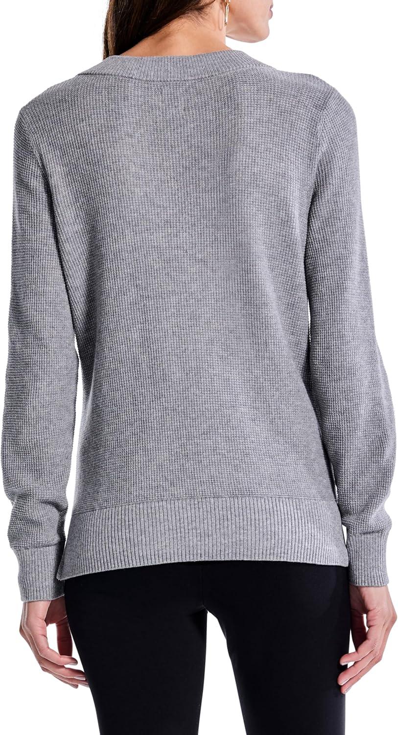 imageNICZOE Womens Waffle Stitch VNeck SweaterMoonwalk