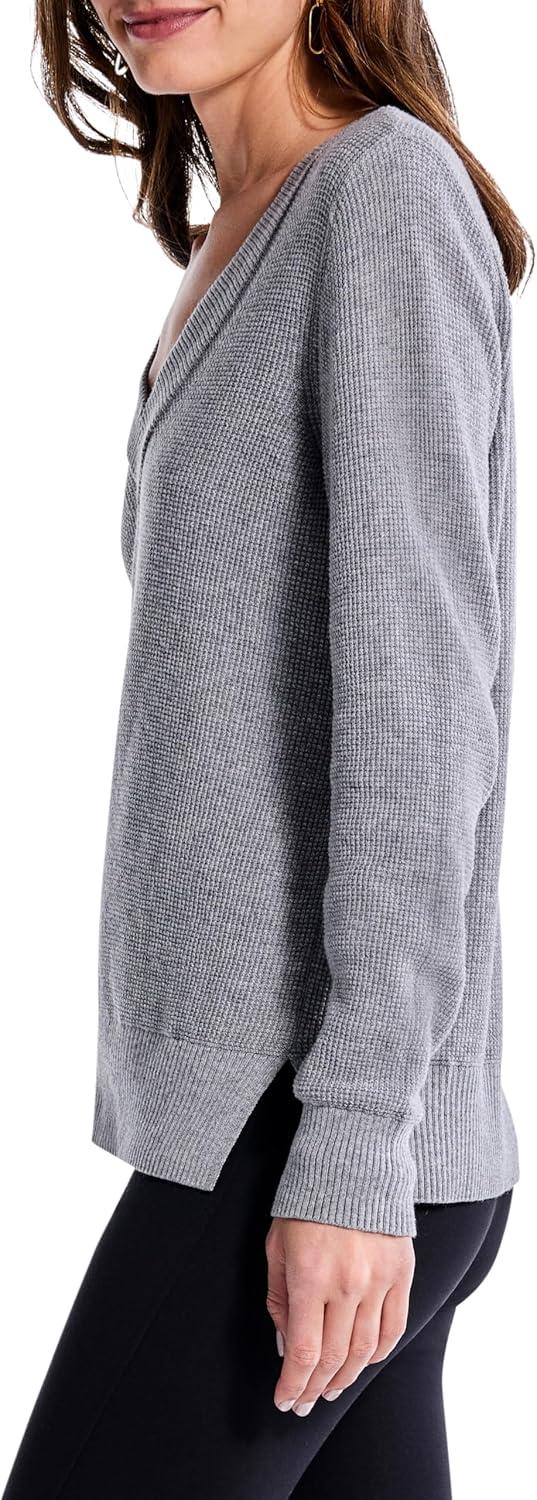 imageNICZOE Womens Waffle Stitch VNeck SweaterMoonwalk