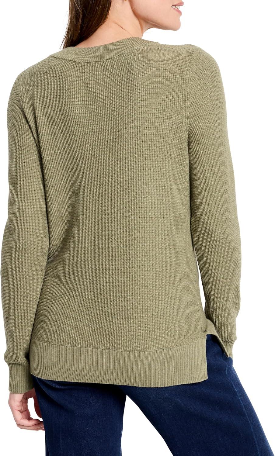 imageNICZOE Womens Waffle Stitch VNeck SweaterOlivewood