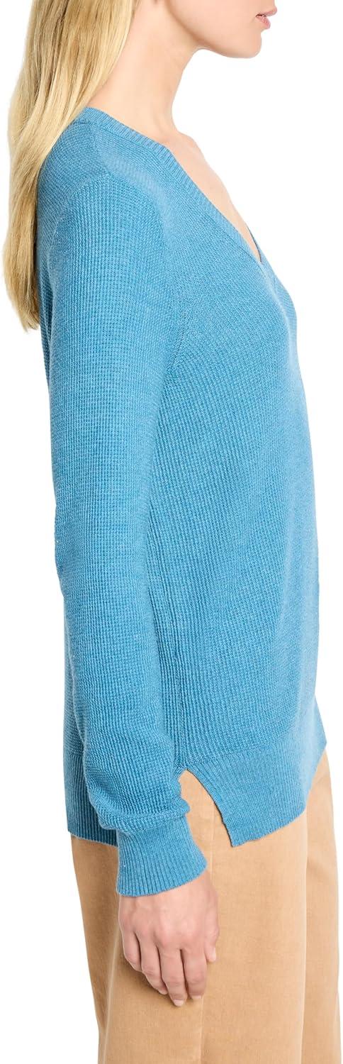 imageNICZOE Womens Waffle Stitch VNeck SweaterPeacock