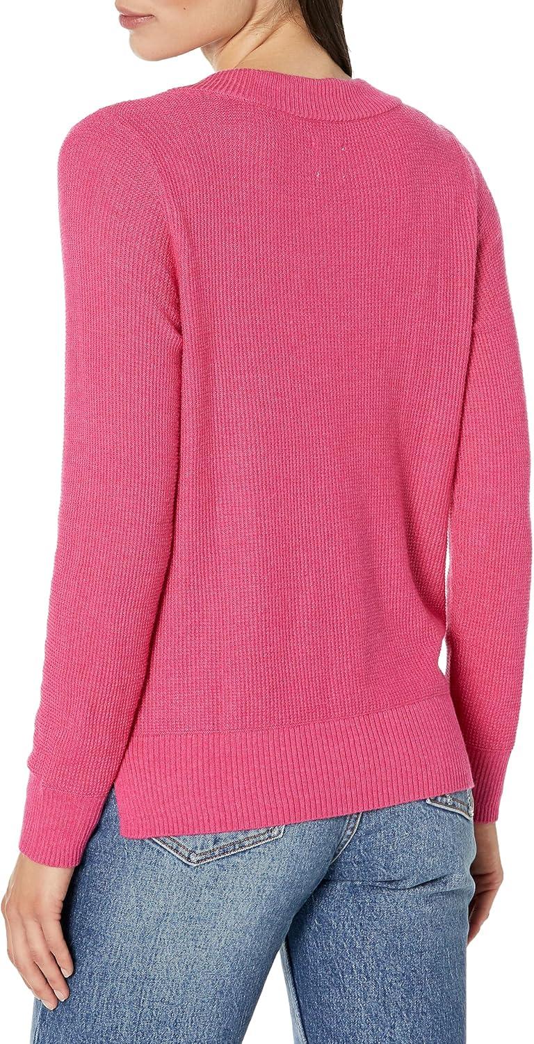 imageNICZOE Womens Waffle Stitch VNeck SweaterShocking Pink