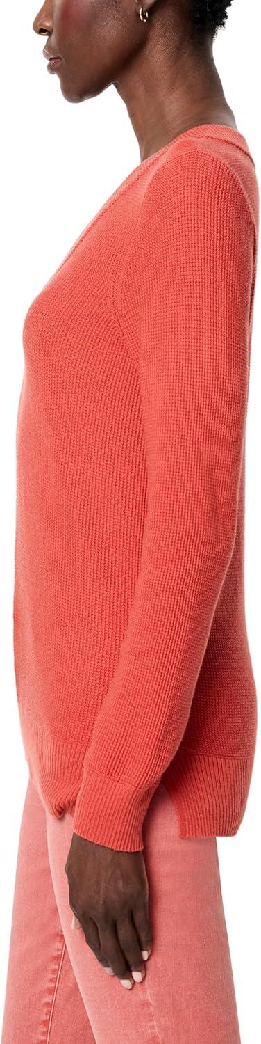 imageNICZOE Womens Waffle Stitch VNeck SweaterTandoori