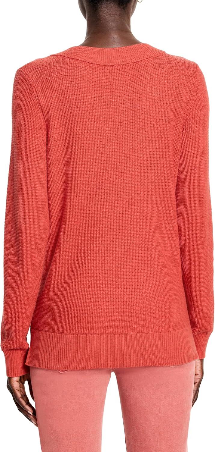 imageNICZOE Womens Waffle Stitch VNeck SweaterTandoori