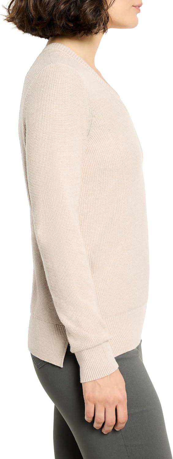 imageNICZOE Womens Waffle Stitch VNeck SweaterTaupe