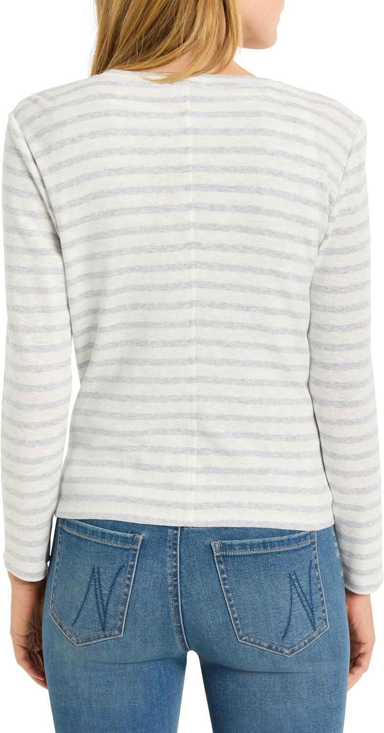 imageNICZOE womens Striped Snap Front CardiganGrey Multi