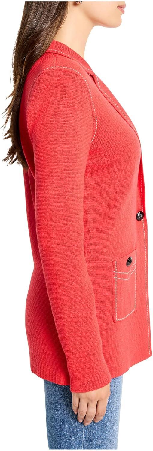 imageNICZoe Womens Constrast Stitch Elegant Knit BlazerScarlet