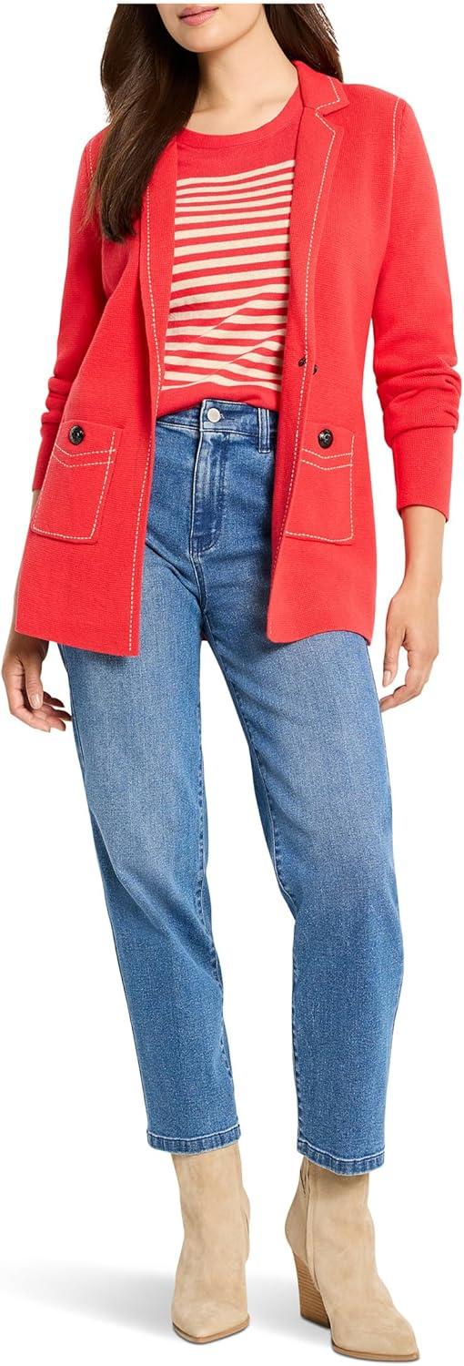 imageNICZoe Womens Constrast Stitch Elegant Knit BlazerScarlet