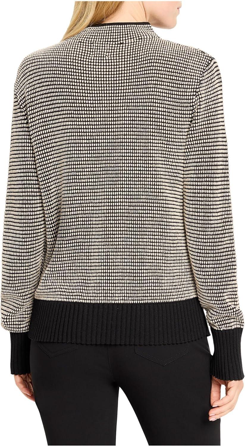 imageNICZoe Womens Funnel Neck Pixel Knit SweaterBlack Multi