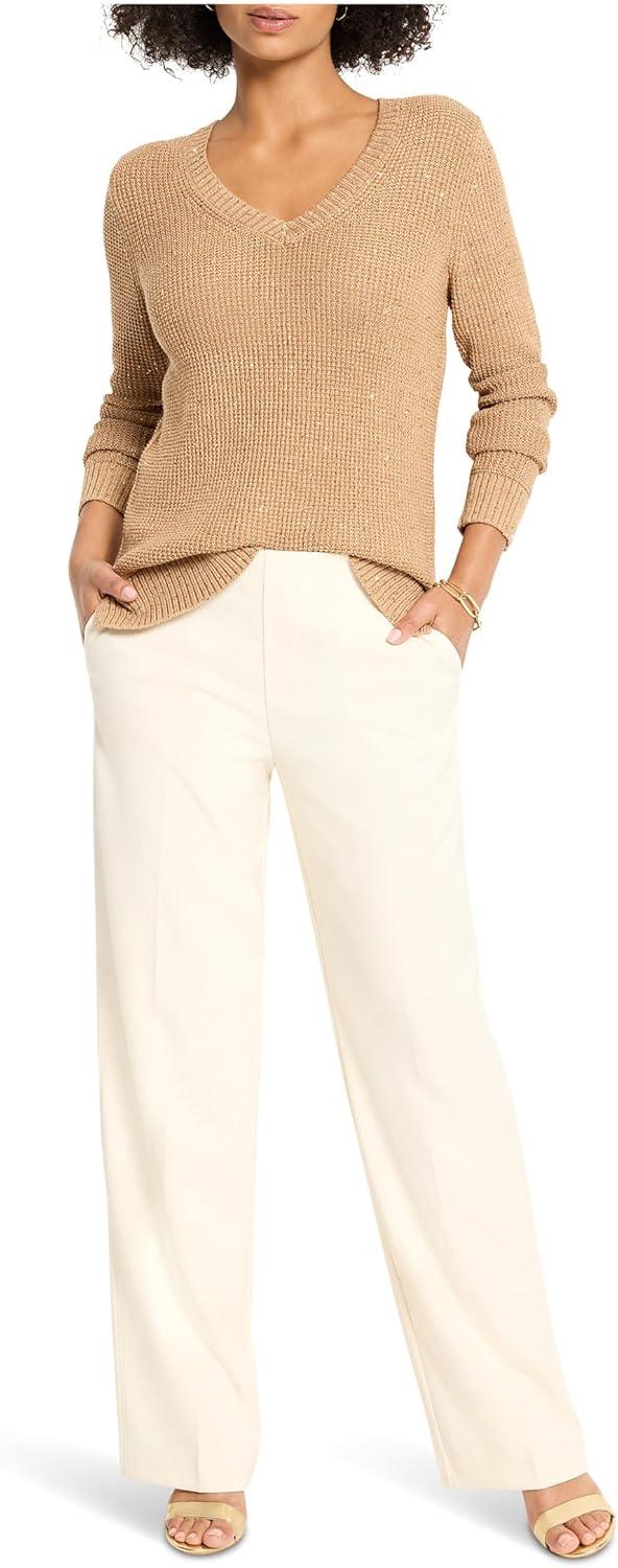 imageNICZoe Womens Shimmer Waffle VNeck SweaterCopper Cream