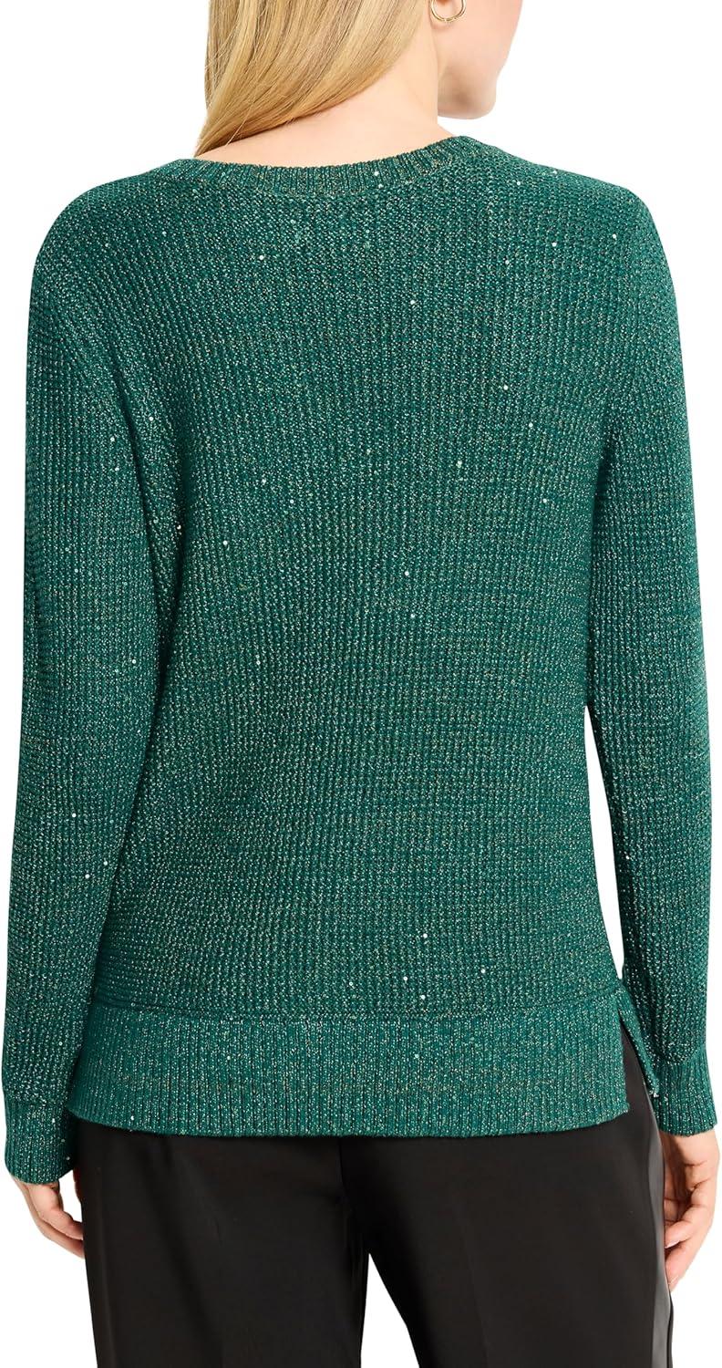 imageNICZoe Womens Shimmer Waffle VNeck SweaterPine