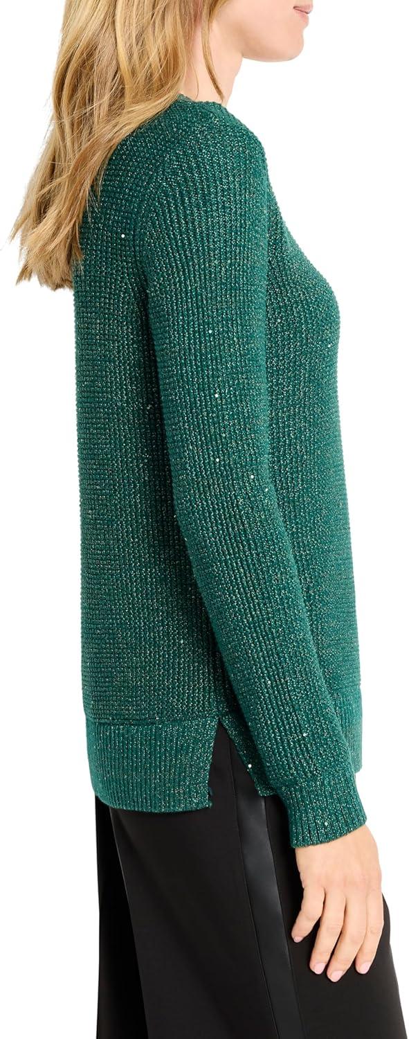 imageNICZoe Womens Shimmer Waffle VNeck SweaterPine