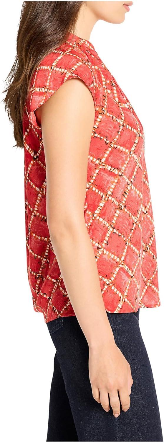 imageNICZoe Womens Squiggle Check Cap Sleeve TopRed Multi