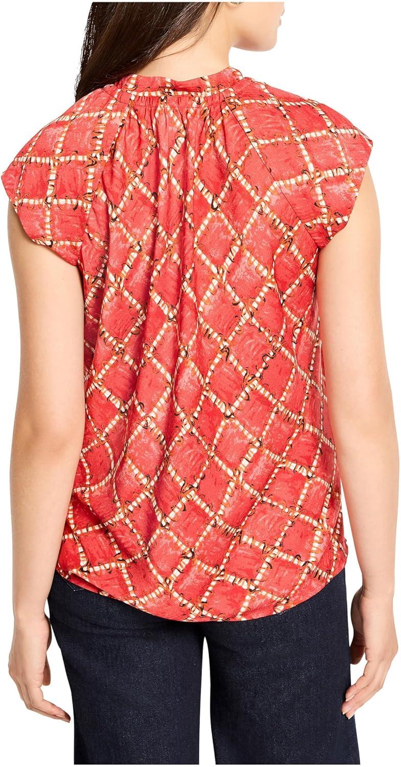 imageNICZoe Womens Squiggle Check Cap Sleeve TopRed Multi