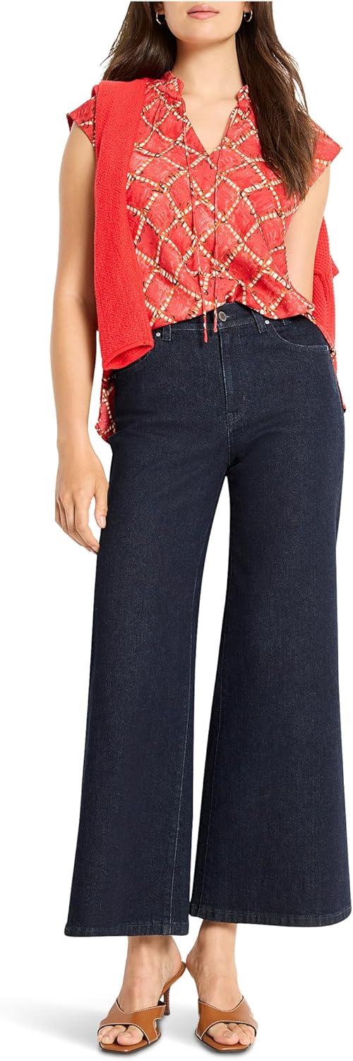 imageNICZoe Womens Squiggle Check Cap Sleeve TopRed Multi