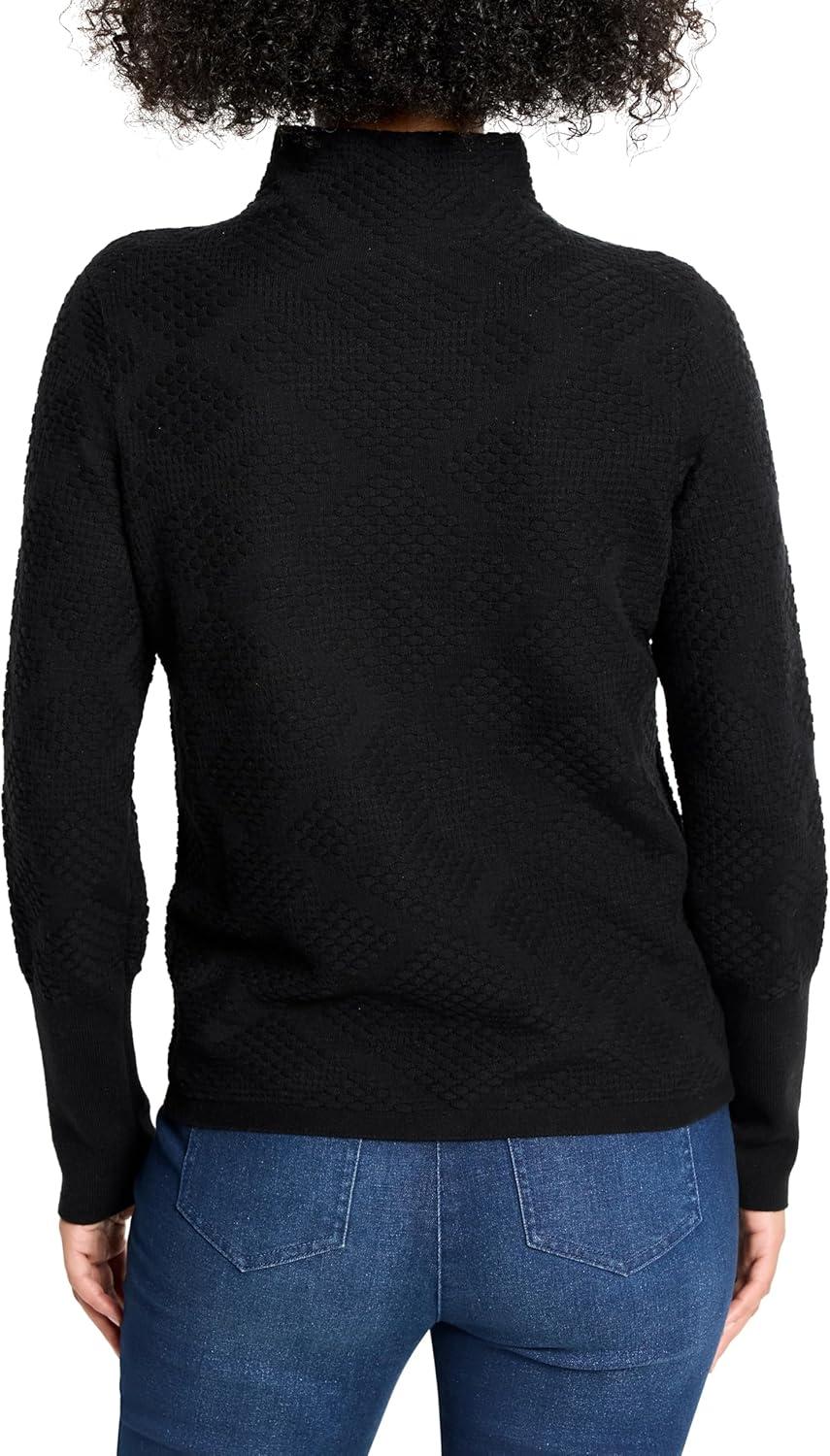 imageNICZoe Womens Textured Diamonds SweaterBlack Onyx