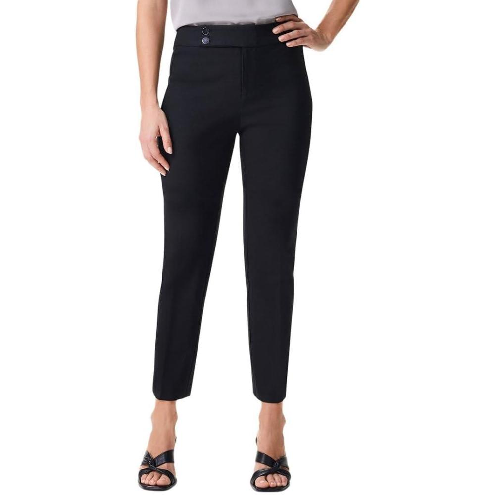 imageNICZOE Womens 28quot Copley Straight Cotton BiStretch Extended Tab PantBlack Onyx