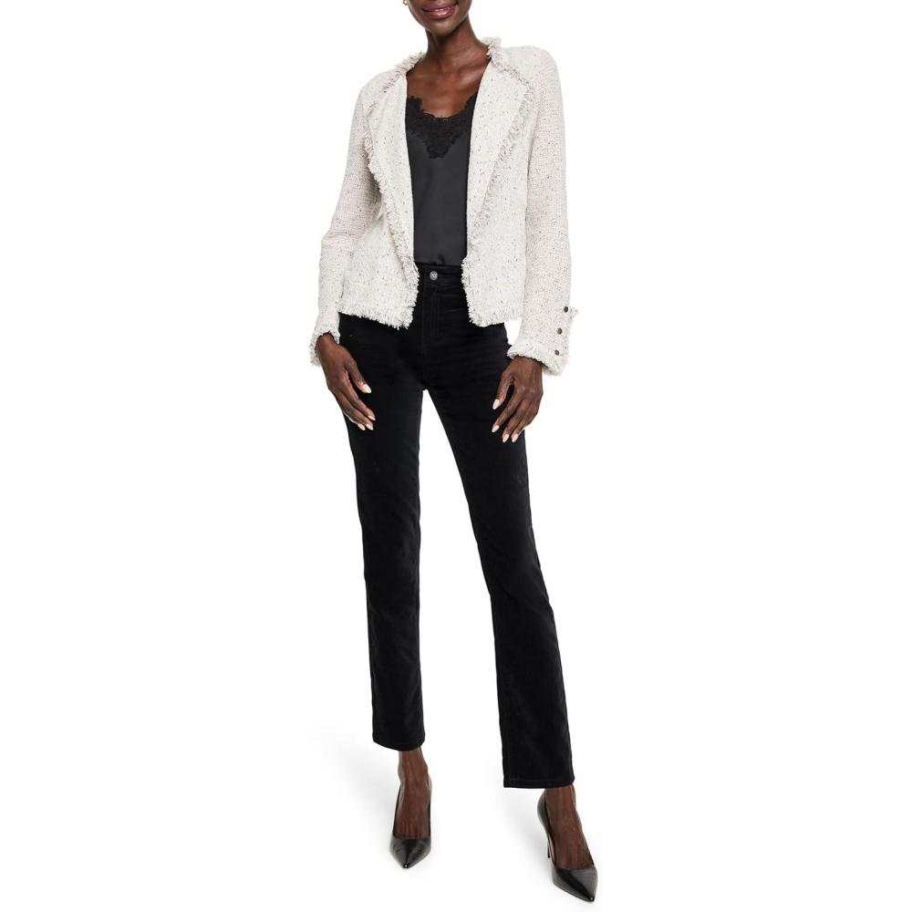 imageNICZOE Womens 28quot Velvet Straight Ankle PantBlack Onyx