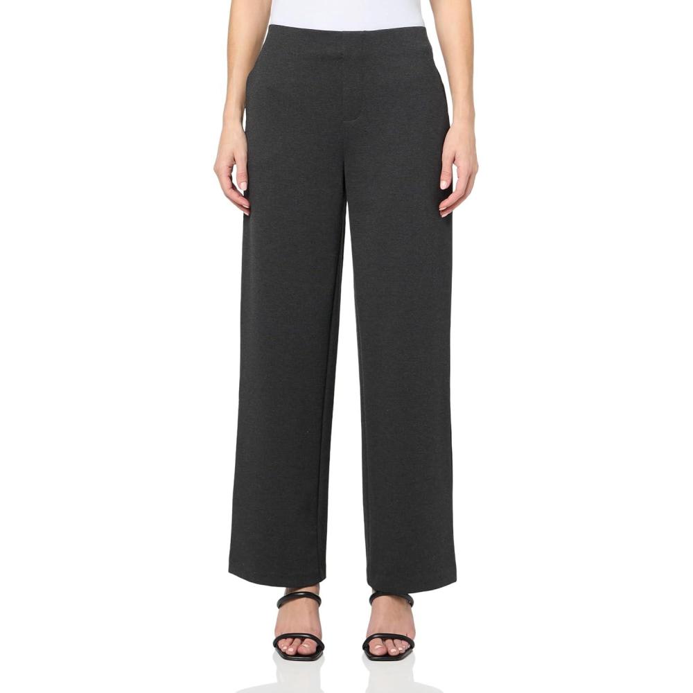 imageNICZOE Womens 305quot Lenox Wide Leg Drapey Ponte PantCharcoal