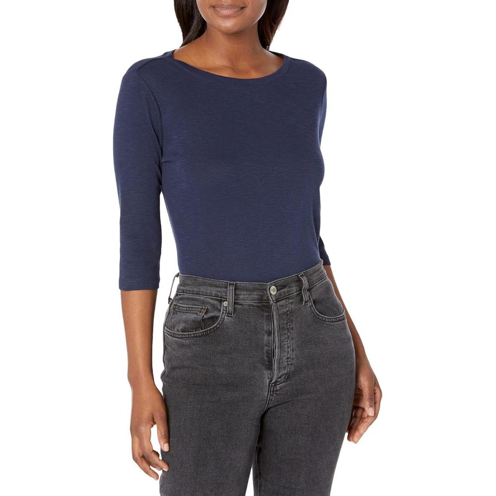 imageNICZOE Womens 34 Sleeve Boat TeeDark Indigo