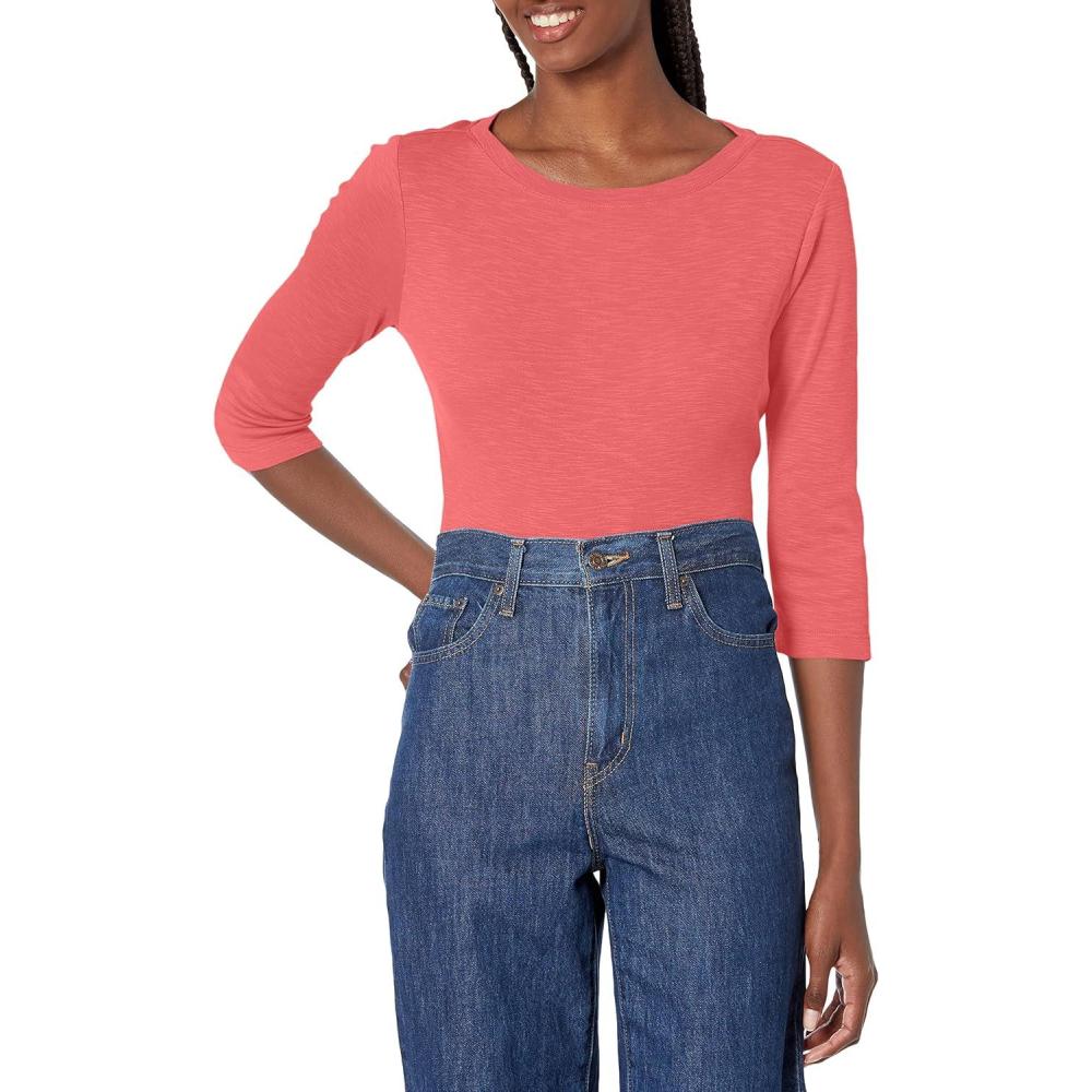 imageNICZOE Womens 34 Sleeve Boat TeeRed Clay