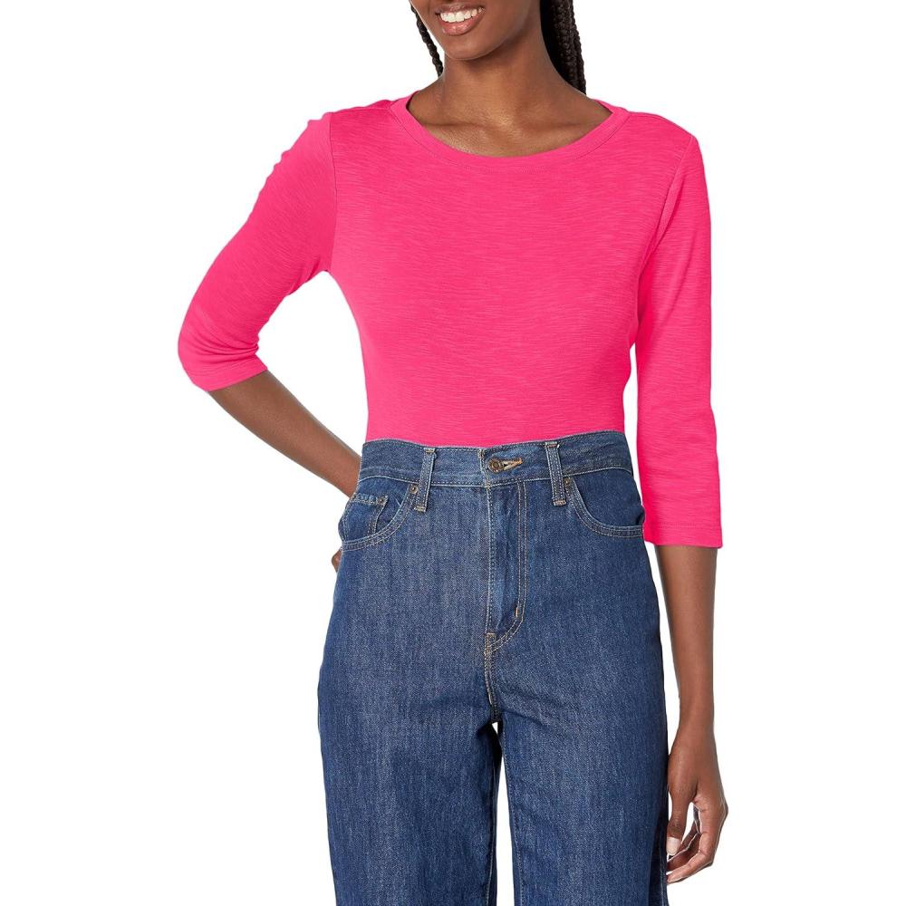 imageNICZOE Womens 34 Sleeve Boat TeeRose Quartz