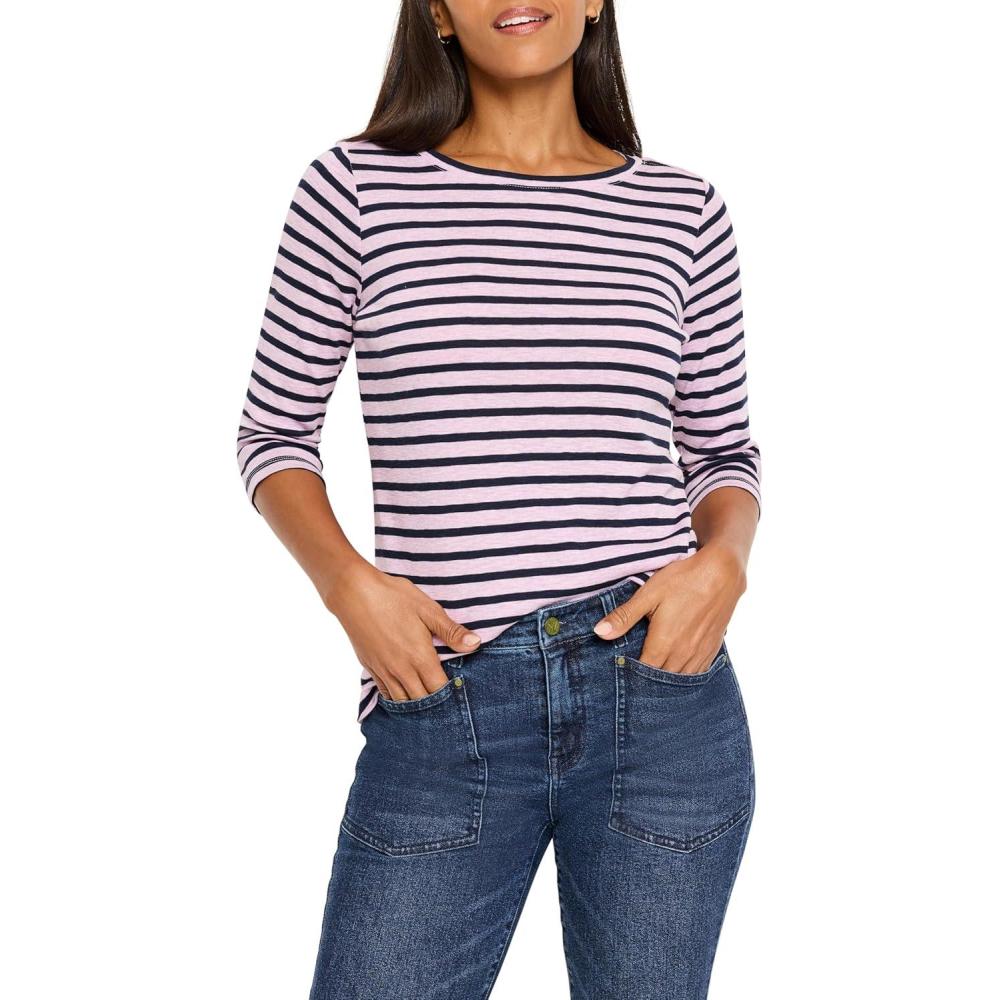 imageNICZOE Womens 34 Sleeve Stripe Boat TeePurple Multi