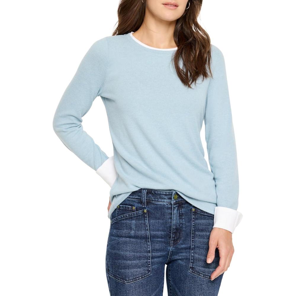 imageNICZOE Womens Cozy Cuffed Double Layer TopStarlight