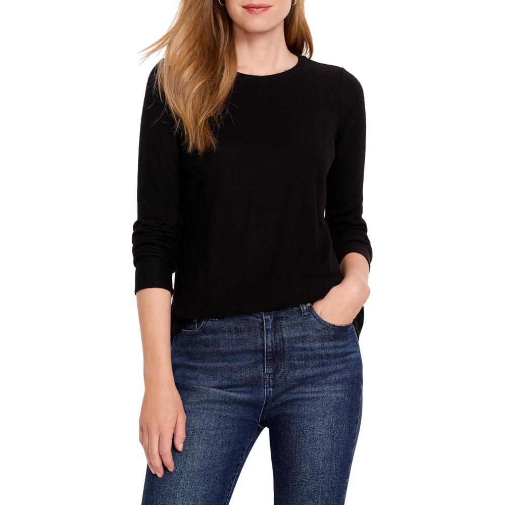 imageNICZOE Womens Cozy Long Sleeve Shirttail TeeBlack Onyx