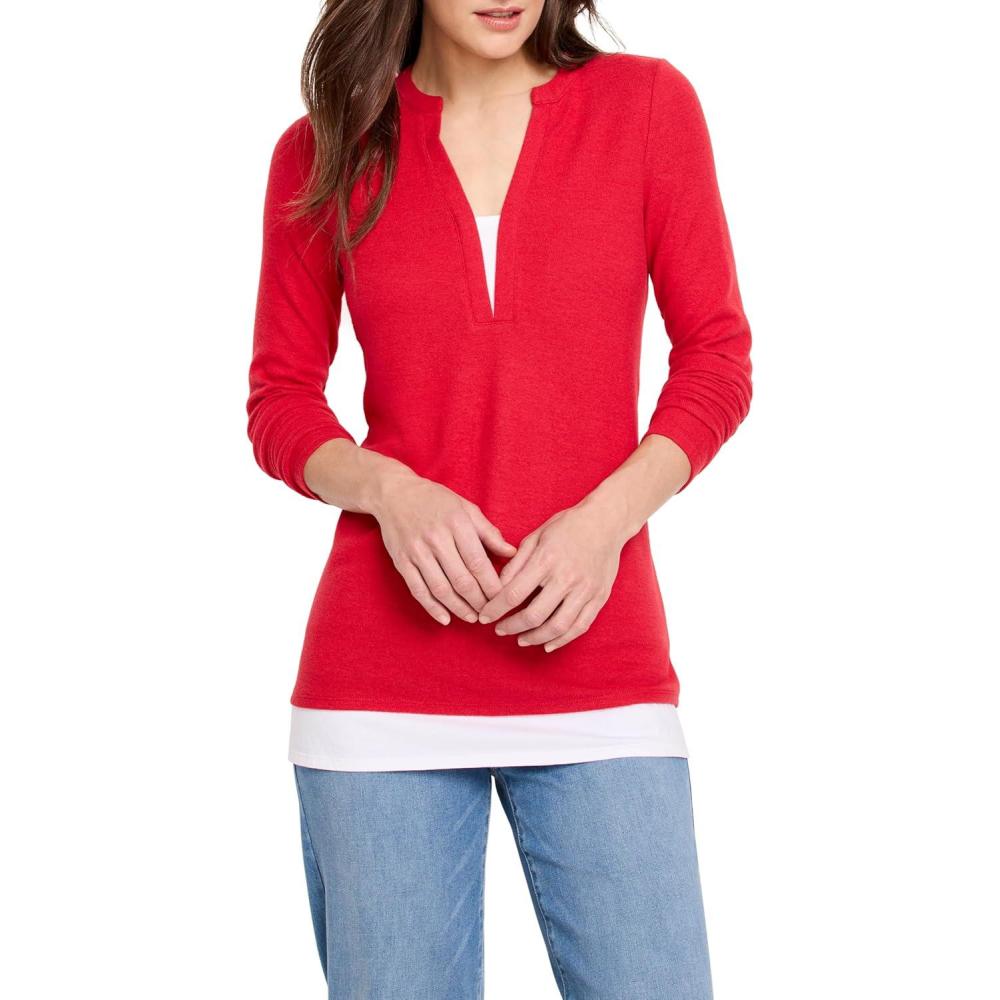 imageNICZOE Womens Cozy Mix Media Layer TopAmaryllis
