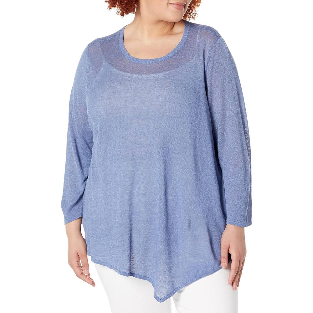 imageNICZOE Womens Featherweight Angle SweaterCornflower