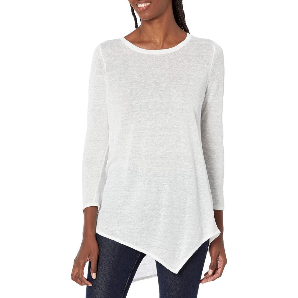 imageNICZOE Womens Featherweight Angle SweaterPaper White